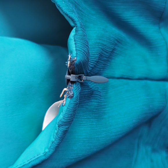 J Crew Sinclair Silk Dress Lined Halter Teal Blue size 4 Party Cocktail Formal - Picture 7 of 10